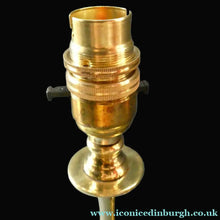 Load image into Gallery viewer, Antique Arts and Crafts Brass Lamp and Opaque White Glass Shade. DRYAD of Leicester Style
