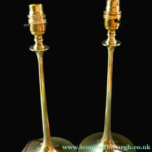 Load image into Gallery viewer, Antique Arts and Crafts Brass Lamp and Opaque White Glass Shade. DRYAD of Leicester Style
