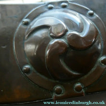 Load image into Gallery viewer, ARTS AND CRAFTS Oval LIBERTY Copper Mirror with Four Roundels. Liberty Plaque 
