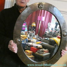Load image into Gallery viewer, ARTS AND CRAFTS Oval LIBERTY Copper Mirror with Four Roundels. Liberty Plaque 
