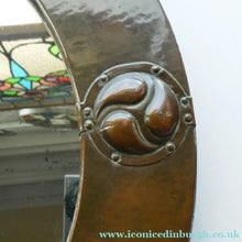 Load image into Gallery viewer, ARTS AND CRAFTS Oval LIBERTY Copper Mirror with Four Roundels. Liberty Plaque 

