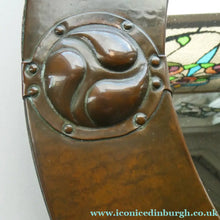 Load image into Gallery viewer, ARTS AND CRAFTS Oval LIBERTY Copper Mirror with Four Roundels. Liberty Plaque 
