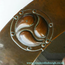 Load image into Gallery viewer, ARTS AND CRAFTS Oval LIBERTY Copper Mirror with Four Roundels. Liberty Plaque 
