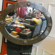 Load image into Gallery viewer, ARTS AND CRAFTS Oval LIBERTY Copper Mirror with Four Roundels. Liberty Plaque 

