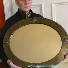 Load image into Gallery viewer, ARTS AND CRAFTS Oval LIBERTY Copper Mirror with Four Roundels. Liberty Plaque 
