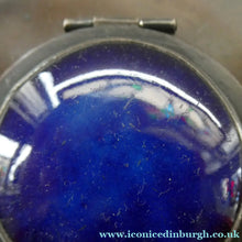 Load image into Gallery viewer, Antique Arts &amp; Crafts Copper Ink Well with Ruskin Ceramic Roundel. Original Ceramic Well
