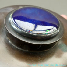 Load image into Gallery viewer, Antique Arts &amp; Crafts Copper Ink Well with Ruskin Ceramic Roundel. Original Ceramic Well

