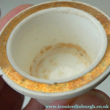 Load image into Gallery viewer, Antique Arts &amp; Crafts Copper Ink Well with Ruskin Ceramic Roundel. Original Ceramic Well
