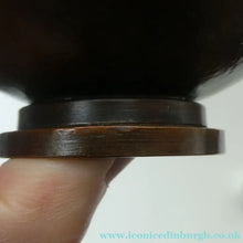Load image into Gallery viewer, Antique Arts &amp; Crafts Copper Ink Well with Ruskin Ceramic Roundel. Original Ceramic Well
