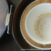 Load image into Gallery viewer, Antique Arts &amp; Crafts Copper Ink Well with Ruskin Ceramic Roundel. Original Ceramic Well
