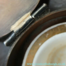 Load image into Gallery viewer, Antique Arts &amp; Crafts Copper Ink Well with Ruskin Ceramic Roundel. Original Ceramic Well
