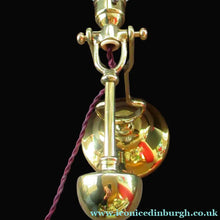 Load image into Gallery viewer, Antique Brass Desk or Gimbal Lamp with White Opaque Milk Glass Frilled Shade
