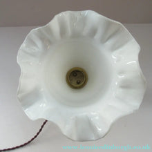 Load image into Gallery viewer, Antique Brass Desk or Gimbal Lamp with White Opaque Milk Glass Frilled Shade
