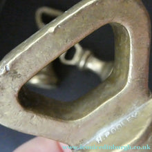Load image into Gallery viewer, Three Antique Bell Shape Brass Weights Pooley of Liverpool 7lbs. 4lbs, 2lbs
