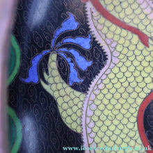 Load image into Gallery viewer, LARGE Antique Chinese Cloisonne Shallow Bowl with Five-Toed Dragon and Flaming Pearl. 10 inches
