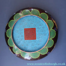 Load image into Gallery viewer, LARGE Antique Chinese Cloisonne Shallow Bowl with Five-Toed Dragon and Flaming Pearl. 10 inches

