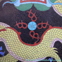 Load image into Gallery viewer, LARGE Antique Chinese Cloisonne Shallow Bowl with Five-Toed Dragon and Flaming Pearl. 10 inches
