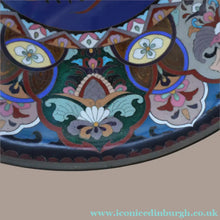 Load image into Gallery viewer, Large Antique Cloisonne Charger. Decorated with a Swirling Dragon and Intricate Decorative Border
