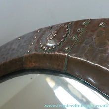 Load image into Gallery viewer, Antique EDWARDIAN Beaten Copper Liberty &amp; Co. ARTS AND CRAFTS Round Mirror
