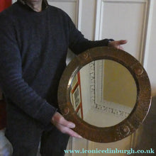 Load image into Gallery viewer, Antique EDWARDIAN Beaten Copper Liberty &amp; Co. ARTS AND CRAFTS Round Mirror
