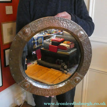 Load image into Gallery viewer, Antique EDWARDIAN Beaten Copper Liberty &amp; Co. ARTS AND CRAFTS Round Mirror
