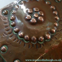 Load image into Gallery viewer, Antique EDWARDIAN Beaten Copper Liberty &amp; Co. ARTS AND CRAFTS Round Mirror
