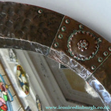 Load image into Gallery viewer, Antique EDWARDIAN Beaten Copper Liberty &amp; Co. ARTS AND CRAFTS Round Mirror
