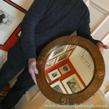 Load image into Gallery viewer, Antique EDWARDIAN Beaten Copper Liberty &amp; Co. ARTS AND CRAFTS Round Mirror
