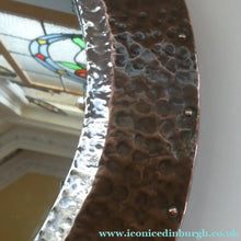 Load image into Gallery viewer, Antique EDWARDIAN Beaten Copper Liberty &amp; Co. ARTS AND CRAFTS Round Mirror
