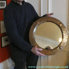 Load image into Gallery viewer, Antique EDWARDIAN Beaten Copper Liberty &amp; Co. ARTS AND CRAFTS Round Mirror
