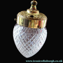 Load image into Gallery viewer, Edwardian Cut Glass and Brass Single Hanging Light Shade 1900s
