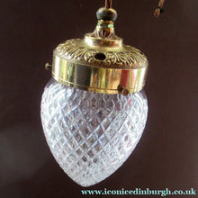 Load image into Gallery viewer, Edwardian Cut Glass and Brass Single Hanging Light Shade 1900s
