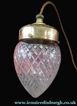 Load image into Gallery viewer, Edwardian Cut Glass and Brass Single Hanging Light Shade 1900s
