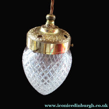 Load image into Gallery viewer, Edwardian Cut Glass and Brass Single Hanging Light Shade 1900s
