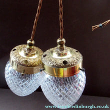 Load image into Gallery viewer, Edwardian Cut Glass and Brass Single Hanging Light Shade 1900s
