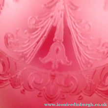Load image into Gallery viewer, Antique EDWARDIAN Engraved Cranberry Glass and Brass Single Hanging Light Shade
