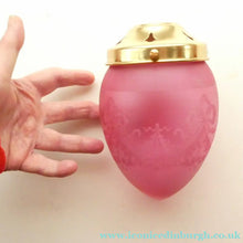 Load image into Gallery viewer, Antique EDWARDIAN Engraved Cranberry Glass and Brass Single Hanging Light Shade
