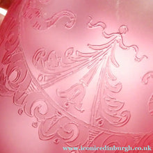 Load image into Gallery viewer, Antique EDWARDIAN Engraved Cranberry Glass and Brass Single Hanging Light Shade
