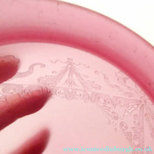 Load image into Gallery viewer, Antique EDWARDIAN Engraved Cranberry Glass and Brass Single Hanging Light Shade
