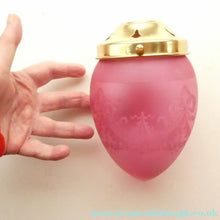 Load image into Gallery viewer, Antique EDWARDIAN Engraved Cranberry Glass and Brass Single Hanging Light Shade
