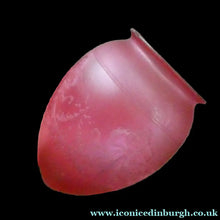 Load image into Gallery viewer, Antique EDWARDIAN Engraved Cranberry Glass and Brass Single Hanging Light Shade
