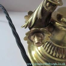 Load image into Gallery viewer, Antique Dugdills Art Nouveau Flower Desk Lamp with Antique Vaseline Shade
