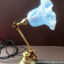 Load image into Gallery viewer, Antique Dugdills Art Nouveau Flower Desk Lamp with Antique Vaseline Shade
