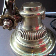 Load image into Gallery viewer, Antique Dugdills Art Nouveau Flower Desk Lamp with Antique Vaseline Shade
