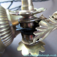 Load image into Gallery viewer, Antique Dugdills Art Nouveau Flower Desk Lamp with Antique Vaseline Shade
