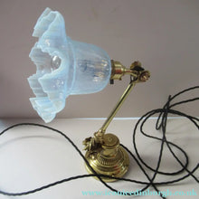 Load image into Gallery viewer, Antique Dugdills Art Nouveau Flower Desk Lamp with Antique Vaseline Shade
