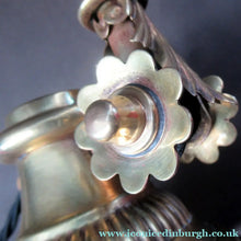Load image into Gallery viewer, Antique Dugdills Art Nouveau Flower Desk Lamp with Antique Vaseline Shade
