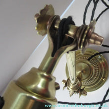 Load image into Gallery viewer, Antique Dugdills Art Nouveau Flower Desk Lamp with Antique Vaseline Shade
