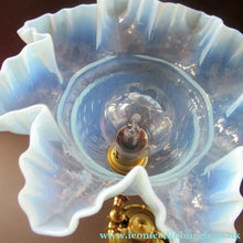 Load image into Gallery viewer, Antique Dugdills Art Nouveau Flower Desk Lamp with Antique Vaseline Shade
