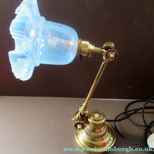 Load image into Gallery viewer, Antique Dugdills Art Nouveau Flower Desk Lamp with Antique Vaseline Shade
